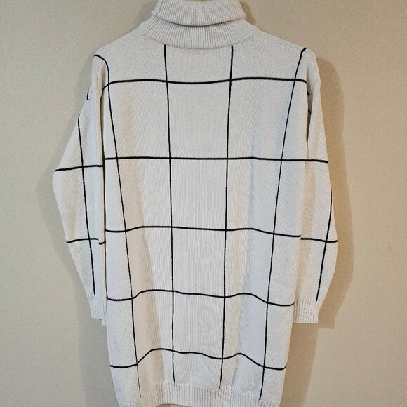 Chicwish Warm Welcome Grid Turtleneck Sweater Dress - M - Picture 3 of 9